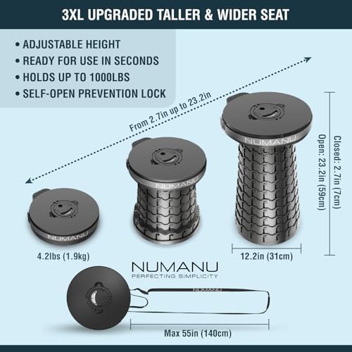3XL Cushioned Collapsible Stool for Adults (3XL 23.2" + Cushion & Bag)