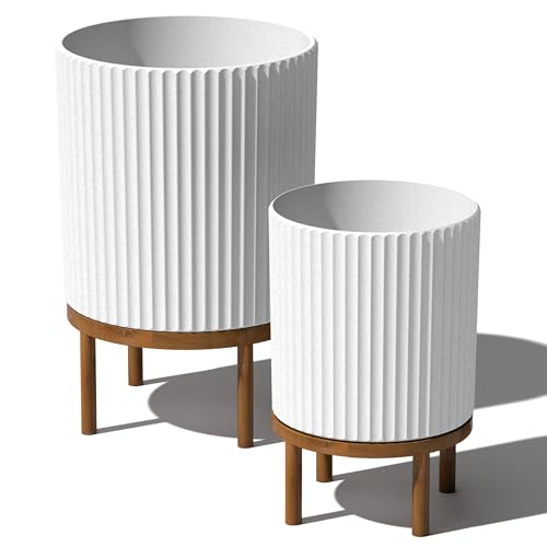 Demi Series Raised Duo Planters (White/Brown / Bundle)