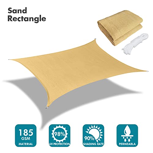 6'X20' Sun Shade Sail Sand Curved Rectangle Customizable