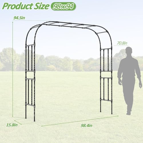 Thickened Metal Garden Arch (98（L）*94(H)*16(W)IN)