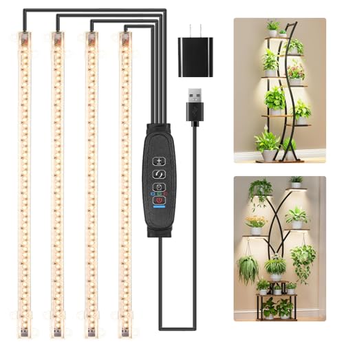 LED Plant Growing Lamp Strips (Black Cabel 3500K / 4 Head 1 Pack)