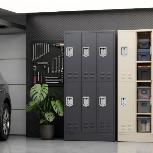 6 Door Metal Storage Locker for Employees (Grey / 6 Door-(72"H x 35.4"W x 15.75"D))