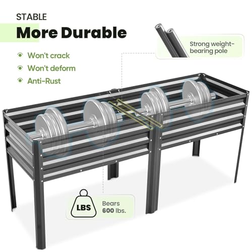 Large Raised Garden Bed with Legs & Storage Shelf 71x23x32 in