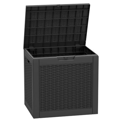 31 Gallon Outdoor Storage Box Waterproof Deck Box for Patio (Black / 31 Gallon)