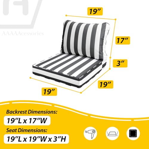 Outdoor Chair Cushions (Gray Cabana Stripe / 19"x19"x3" / 19"x17")