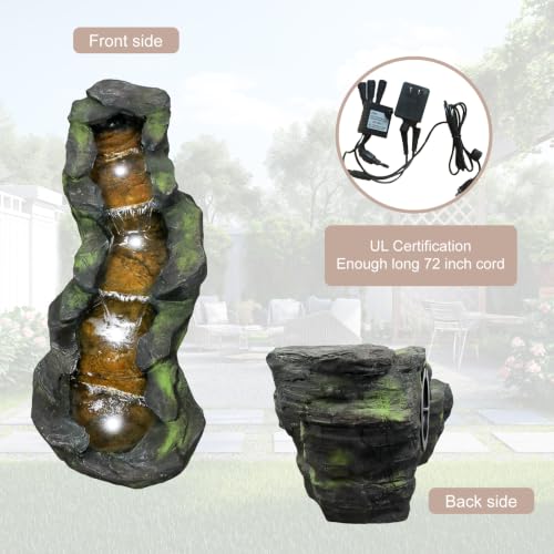 Cascading Rock Outdoor Water Fountain with LED Lights (41.3" L / Gray_13)