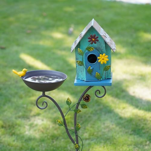 52" H Metal Bird Bath (Green)