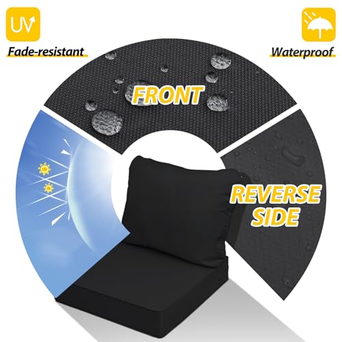 Outdoor Chair Cushions (Charcoal Black / 22"x24"x5" / 22"x19")