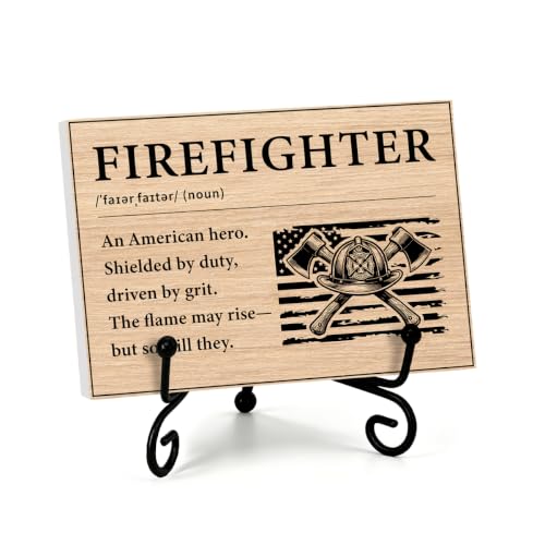 Firefighters Gift for Men Home Office Book Shelf Table Decor 5.5x7.9Inch 02 (Multicolor 1750 / Wooden sign with iron frame（5.5 x 7.9 inches）)