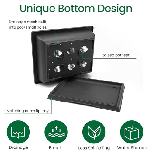 3 Packs 18 Inch Large Bonsai Training Pots with Drainage Trays (3pcs/18x14in)
