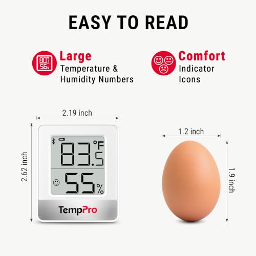 TempAir 2 Pieces Digital Hygrometer Indoor Thermometer (White Bluetooth Indoor Thermometer)