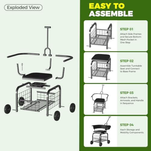 Garden Seat with Wheels (Black)