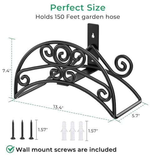 Garden Hose Holder Wall Mount (Deep Black / Standard)