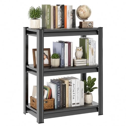 Heavy Duty Metal Bookshelf Adjustable 3 Tier Book Shelf with Bolt (3Tier 31.5"H×23.6"W×13.8"D)