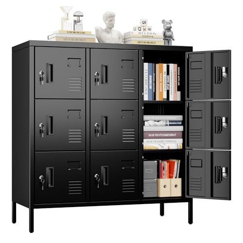 9 Door Metal Locker with Lock and Card Slot (Black / S-9 Doors)