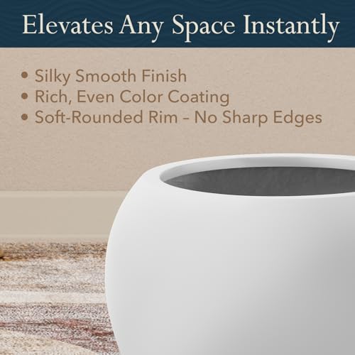 12" Dia Premium Globo Fiberstone Round Patio Planter (12" D x 9.7" H / Light French Gray)