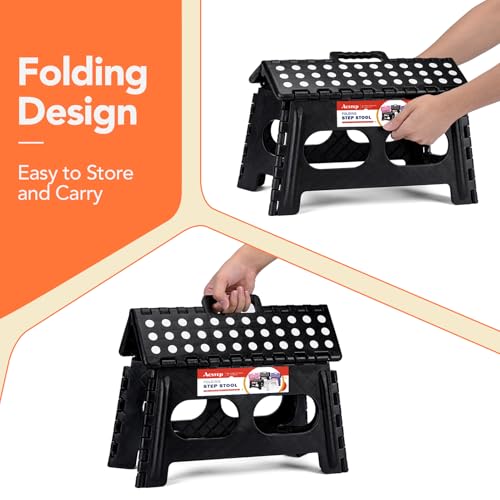 9 Inch Folding Step Stool (Widen Black / 9 Inch( Pack of 1))