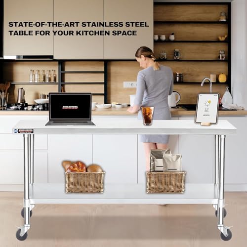 30x72 NSF Stainless Steel Cart Work Table (30" x 72" / Table Cart with Casters)
