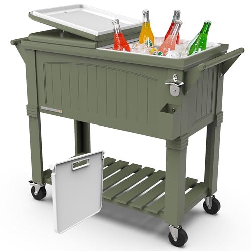 Party Cooler with Divider (80-Qt with Divider / Green)