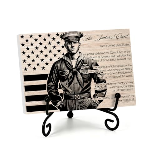 Sailor's Creed Wooden Plaque for Home Office Book Shelf Table Decor (Multicolor 1747 / Wooden sign with iron frame（5.5 x 7.9 inches）)