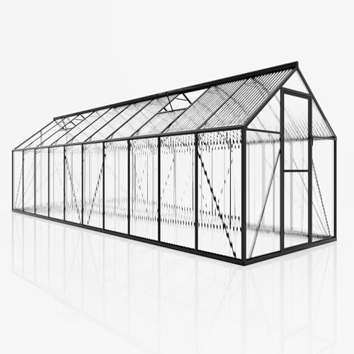6x20 FT Walk in Polycarbonate Greenhouse with 2 Top Windows