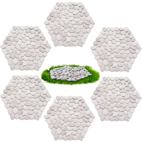 10in River Rock Stepping Stones Set (Rhombus / White)