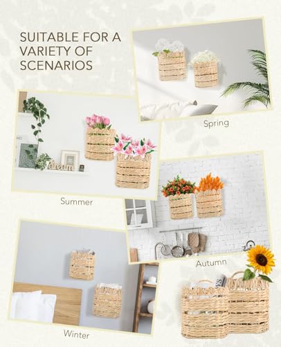 Handwoven Wall Hanging Basket for Front Door (Short Cylindrical)