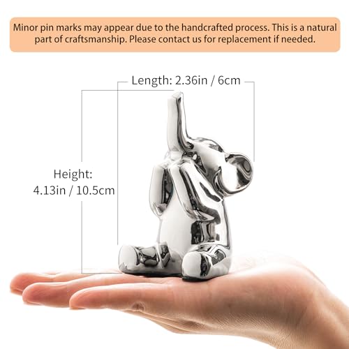 Pair of Small Silver Elephant Figurines (2 Count)