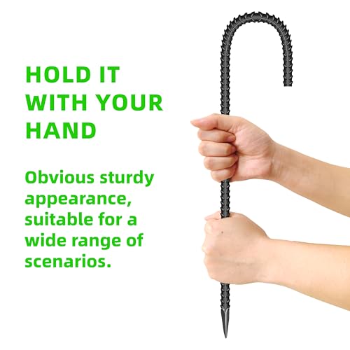 10 Pieces 16 Inch Garden Ground Stakes Galvanized Steel J Shape Hook Rebar Stake (10 Count)