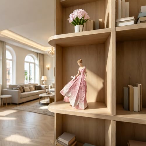 Pink Leaf Angel Girls Fairy Statue Home Decoration (Pink-bird / Small)