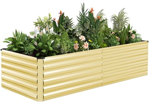 8x4x2ft Outdoor Metal Raised Garden Bed (Yellow / 8x4x2 FT-1PC)