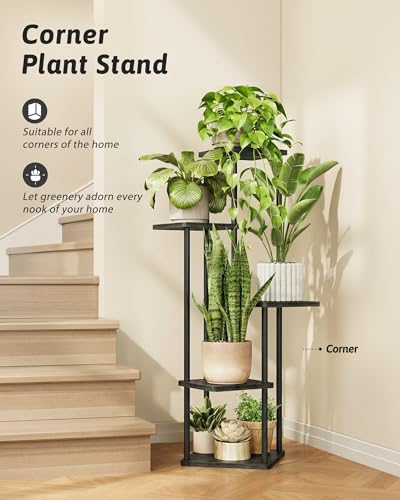 Tall Plant Stand Indoor 5 Tier Plant Shelf for Multiple Plants (Dark Brown 5 Tier)