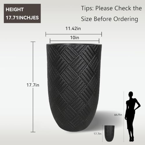 17.7" Tall Planter for Indoor Plants (Black / 17.7 Inch)