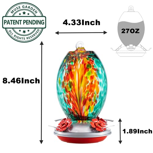 Glass Humming Bird Feeders for Outdoors (Emerald Peacock)