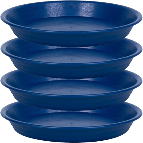 Plant Saucer Pot Tray 14 inch (14" - 4 Pack / Dark Blue)