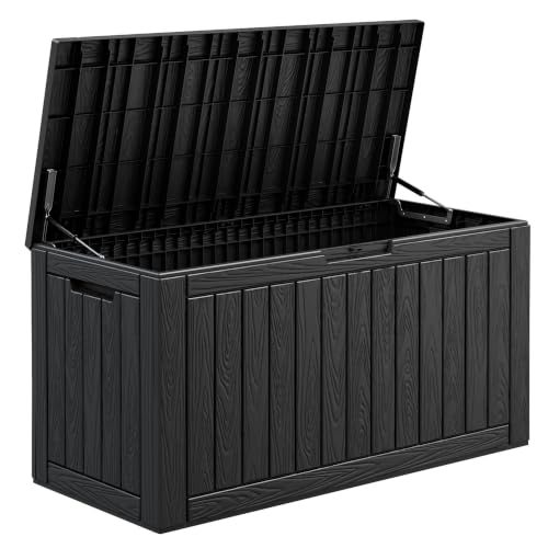100 Gallon Outdoor Storage Box Waterproof Deck Box for Patio (Black / 100 Gallon)