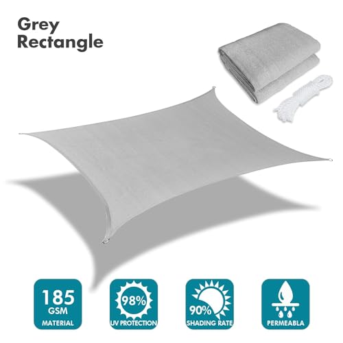 7'X13' Sun Shade Sail Gray Curved Rectangle (Gray / 7'X13' custom)