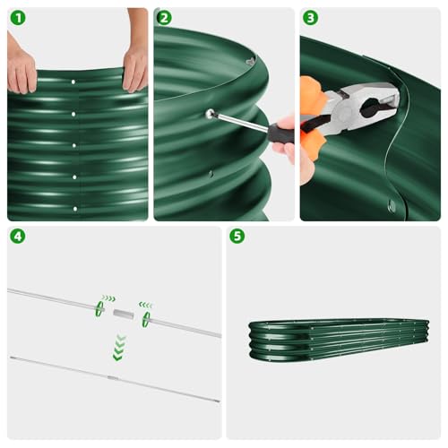 8×2×1ft Galvanized Raised Garden Bed Kit