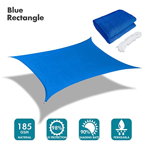 6'X9' Sun Shade Sail Blue Curved Rectangle Customizable (Blue / 6'X9' custom)