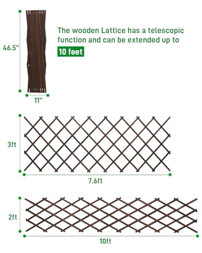 2Pack 47.2Inch Wooden Lattice Wall (2 Packs / 2 x 10 ft)