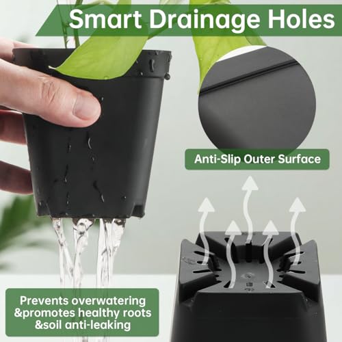 100 Pack Plant Nursery Pots 3.15 Inch (Black / 3.2Inch)