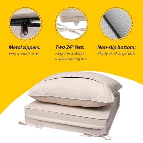 Outdoor Chair Cushions (Sandstone Beige / 23.5"x25.5"x5" / 23.5"x19")