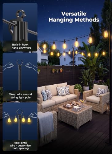 52FT Solar String Lights Outdoor Waterproof (52FT(15 Sockets))