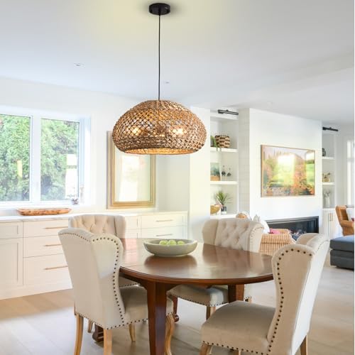 18.89" Boho Large Rattan Chandelier 3 (3-Light 18.89 inch)