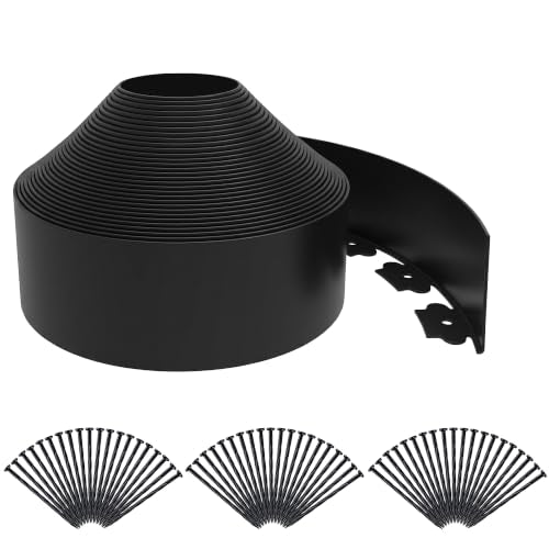 4.72 Inch x 100FT Landscape Edging Border with 150 Stakes (Black / 4.72Inch X 100FT)
