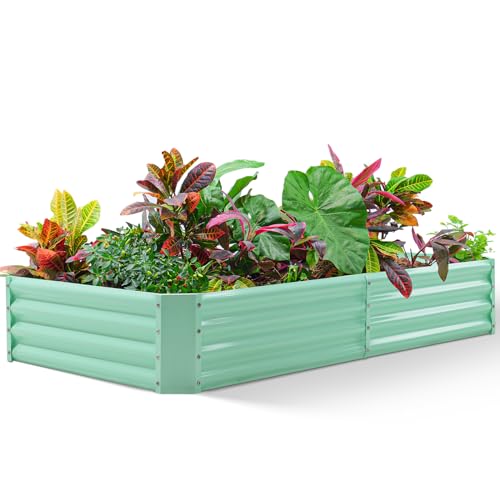 8×4×1ft Galvanized Metal Raised Garden Bed (Lime Green / 8×4×1ft)