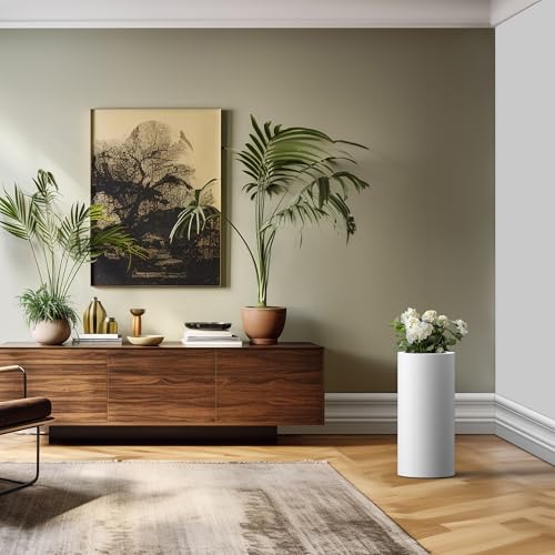 Accent Round Column White Concrete Planter 23.6" Tall (White / 23.6“h)