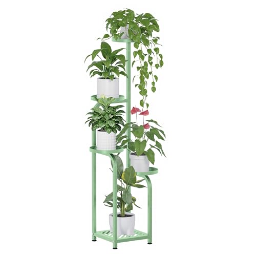 Tall 5 Tier Square Plant Stand Indoor Outdoor (Sage Green / 5-Tier Square Base)