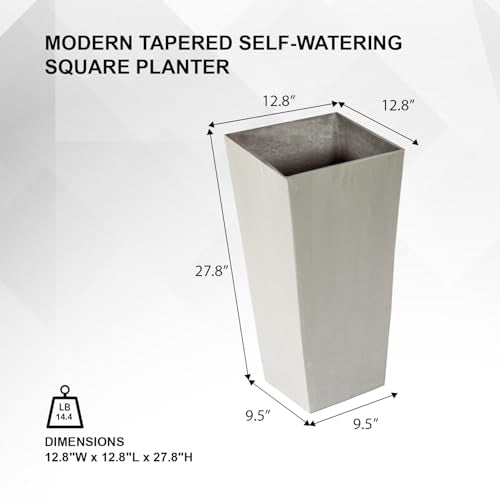 28 Inch Tall Square Tapered Planter (Gray / 28" H)