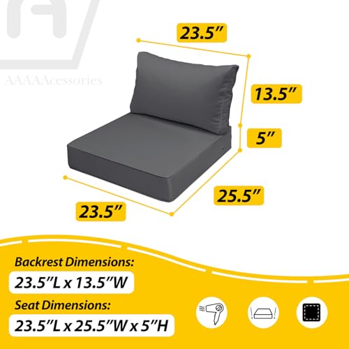 Outdoor Chair Cushions (Dark Gray / 23.5"x25.5"x5" / 23.5"x13.5")
